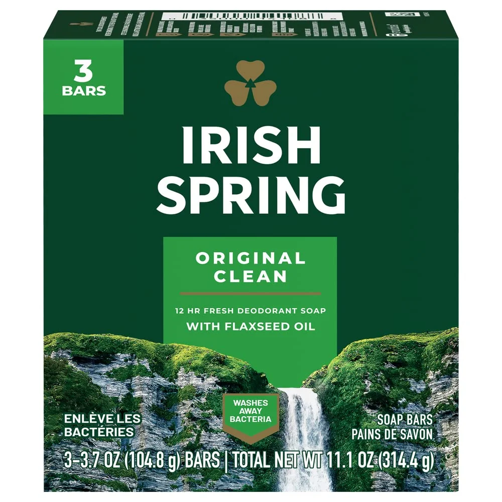 Eco-Friendly Irish Spring Deodorant Soap Bar 3.7 Ounce Pack of 3 Genuine
