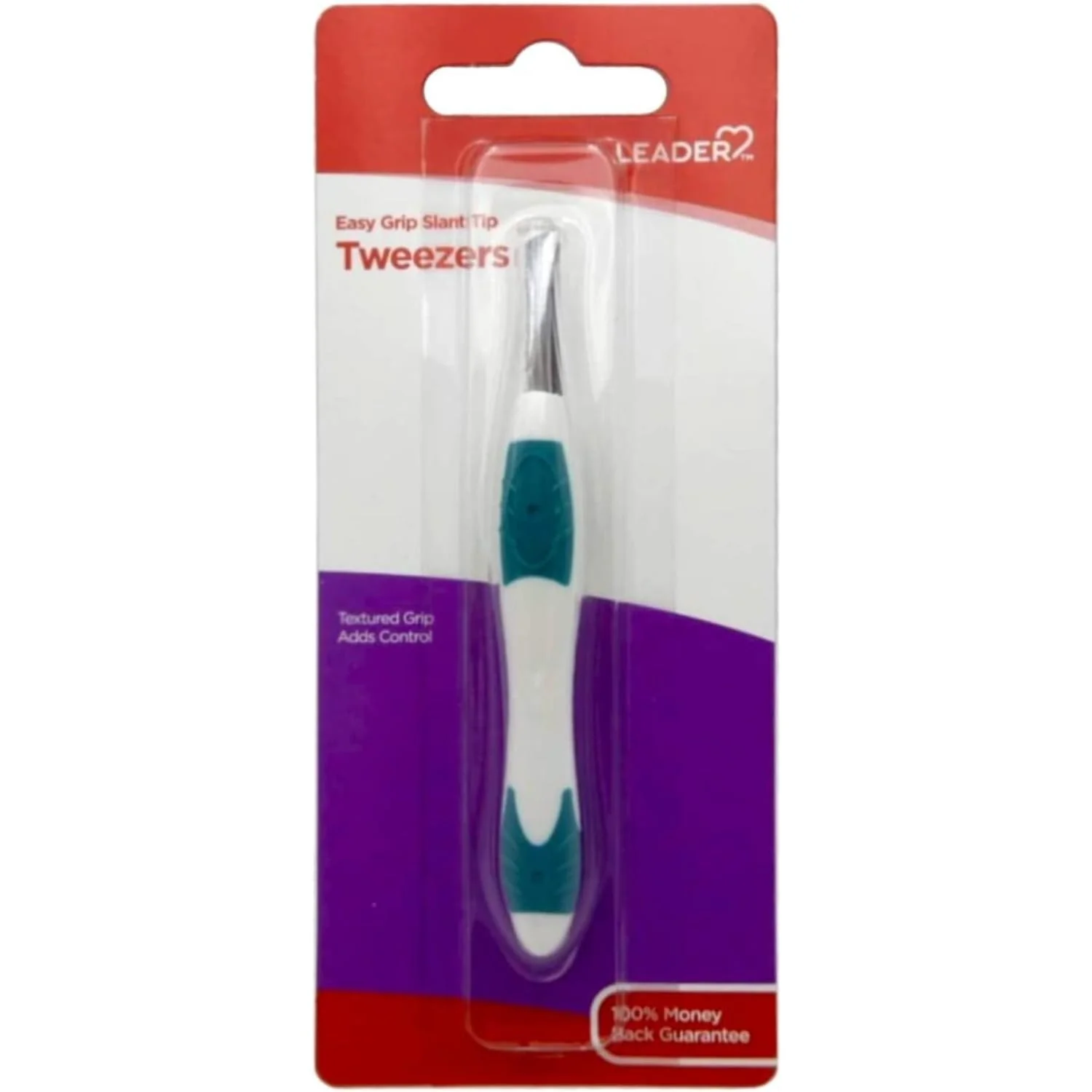Elegant LEADER Tweezers Slant Tip Precision Easy Grip Non-Slip Rubber Stainless Steel Great Precision for Eyebrows Facial Hair Splinter and Ingrown Hair High-Grade