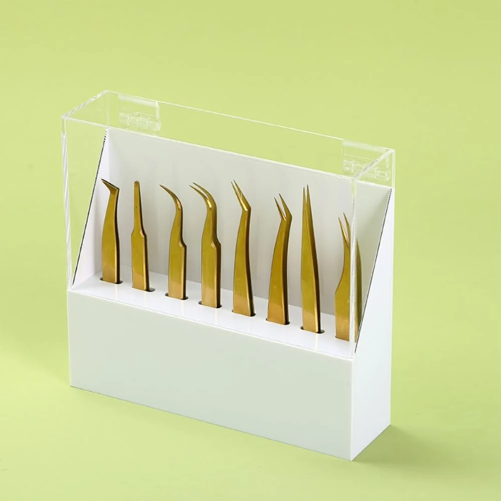 Flexible LIXIMMAZN Dust-proof 8 Holes Tweezers Holder Eyelash Extensions Supplies Acrylic Display Acrylic Rack Storage Eyelash Extension Tools with Dust Solid