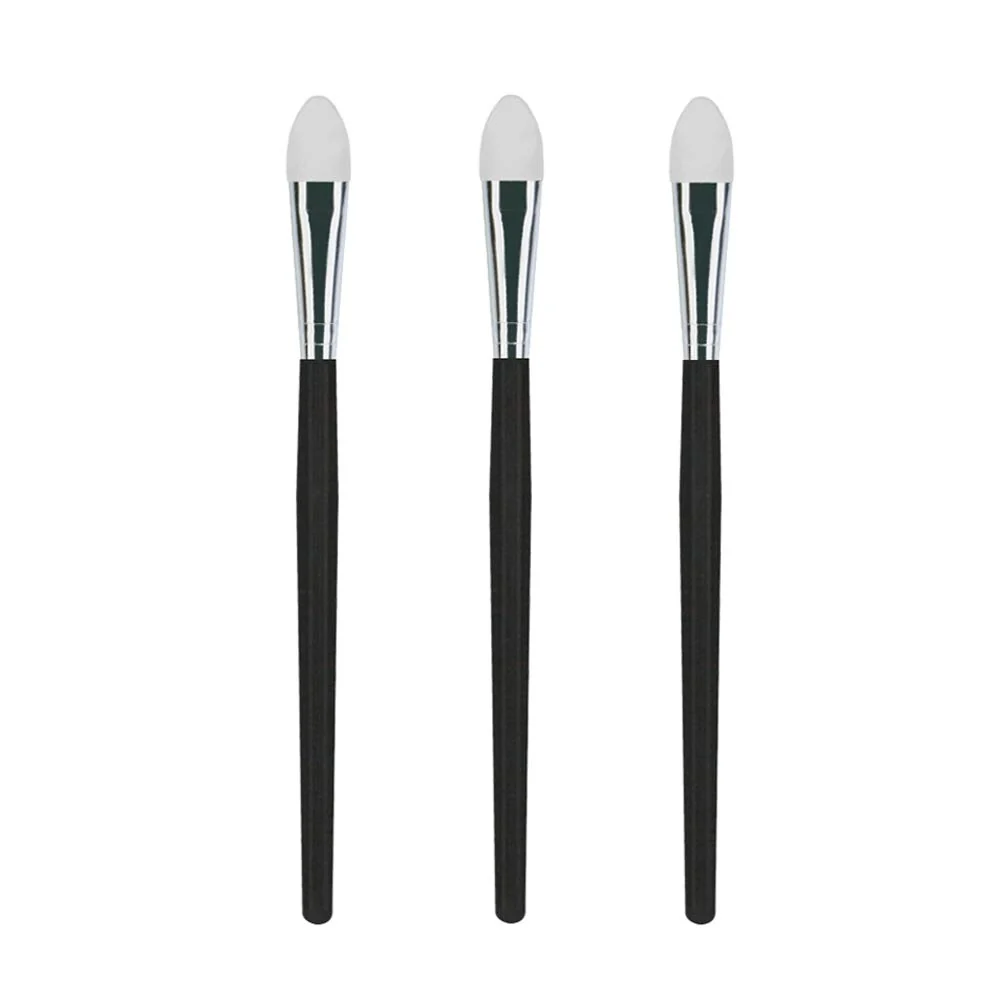 Sophisticated LORMAY 3 Pcs Silicone Eyeshadow and Lip Mask Makeup Brushes. Professional Tools for Applying Cream or Liquid Eye Shadows and Lip Colors Fine Crafted