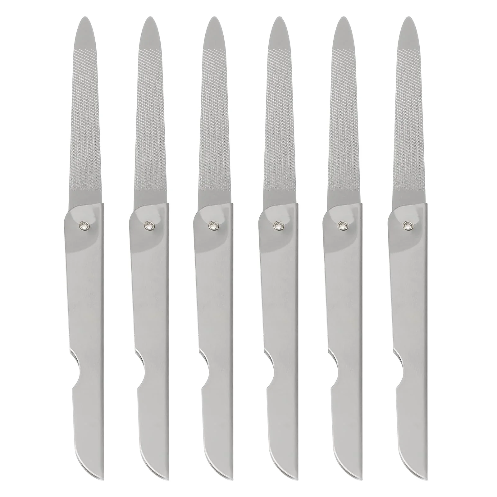 Trusted Lurrose 6pcs Foldable Nail File Double-Sided Stainless Steel Folding Nail File - Portable Manicure Tools Powerful