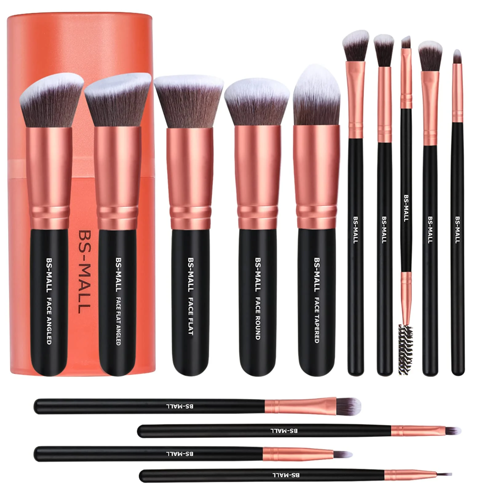 Proven Makeup Brushes BS-MALL Premium Synthetic Foundation Powder Concealers Eye Shadows Makeup 14 Pcs Brush Set Rose Golden with Case Responsible