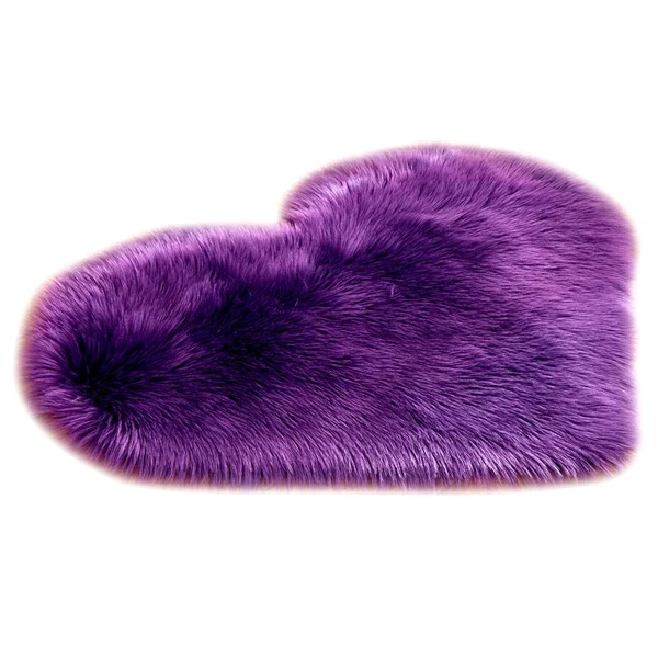 Official Max Heart Shape Shaggy Faux Sheepskin Area Rug Floor Carpet Mat Purple Minimalist
