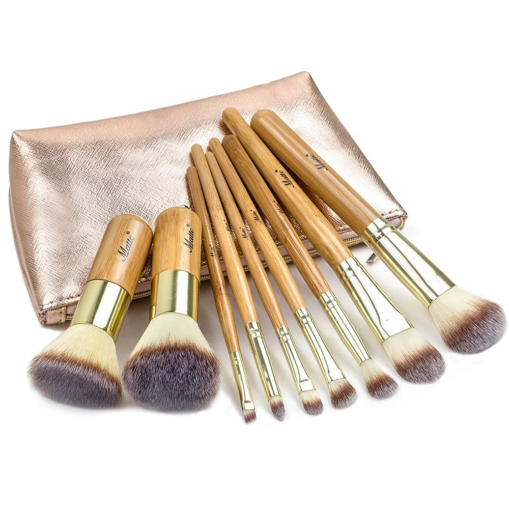 Quality Matto Makeup Brushes 9-Piece Makeup Brush Set Foundation Brush with Travel Makeup Bag Certified