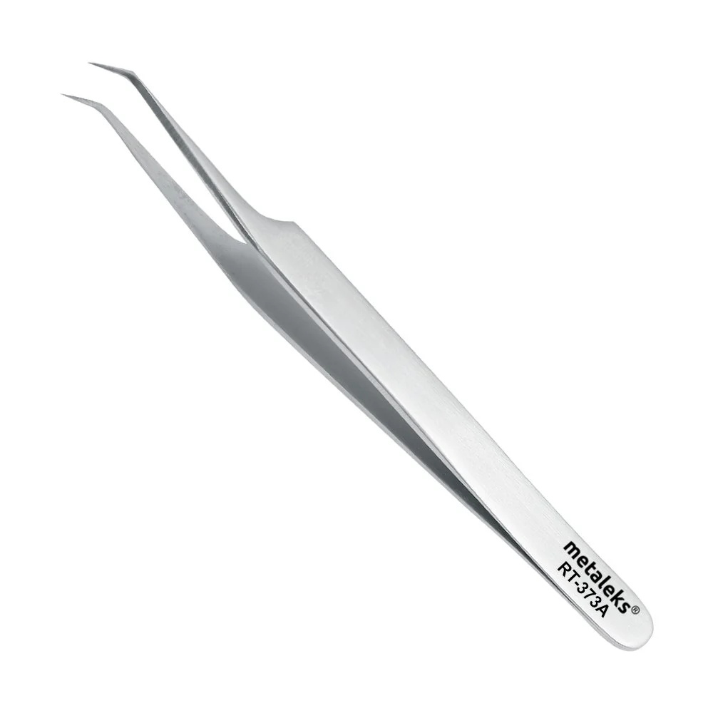 Optimized Metaleks Volume Eyelash Extension Tweezers Soft In Use Light In Weight Matt Finish Stainless Steel 45° Angular Tip for 2D - 5D - Sterilizable Consistent