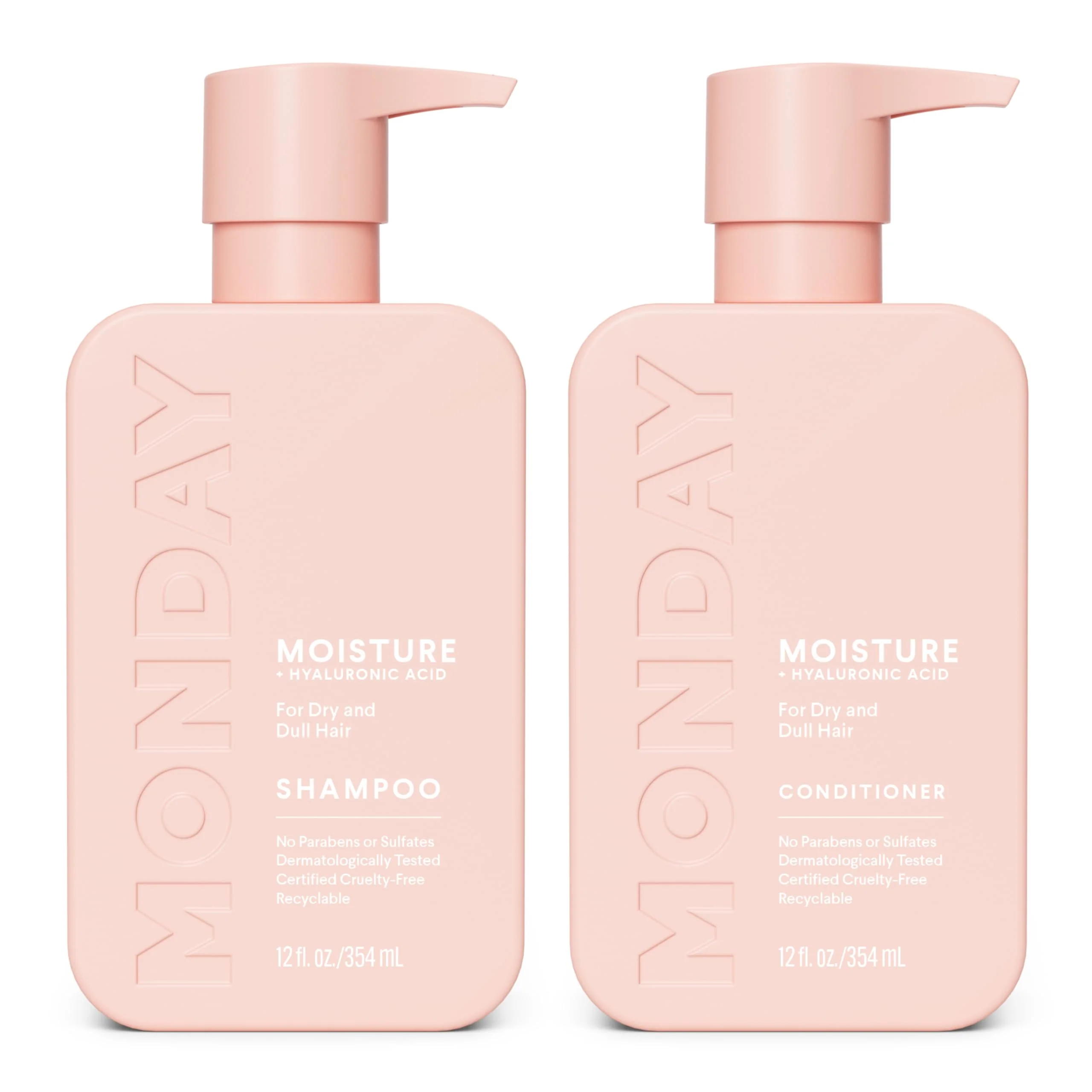 Crafted MONDAY HAIRCARE Moisture Shampoo Conditioner Set for Dry Coarse Stressed Frizzy Hair Made with Coconut Oil Rice Protein Shea Butter Efficient