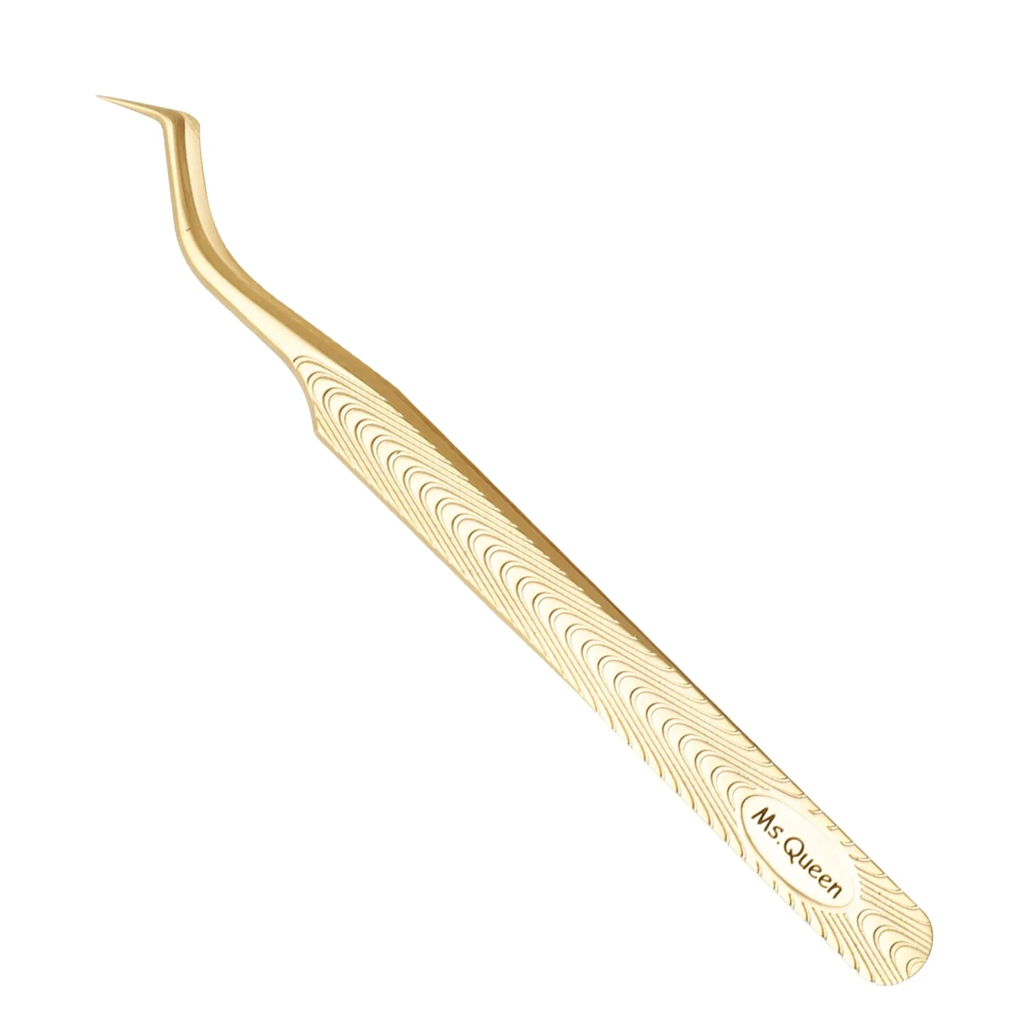 Smooth Ms.Queen Lash Tweezers for Eyelash Extension-Professional Lashing Tweezers for Mega Volume Mink Eyelashes Extensions Applying S-Curved Fine