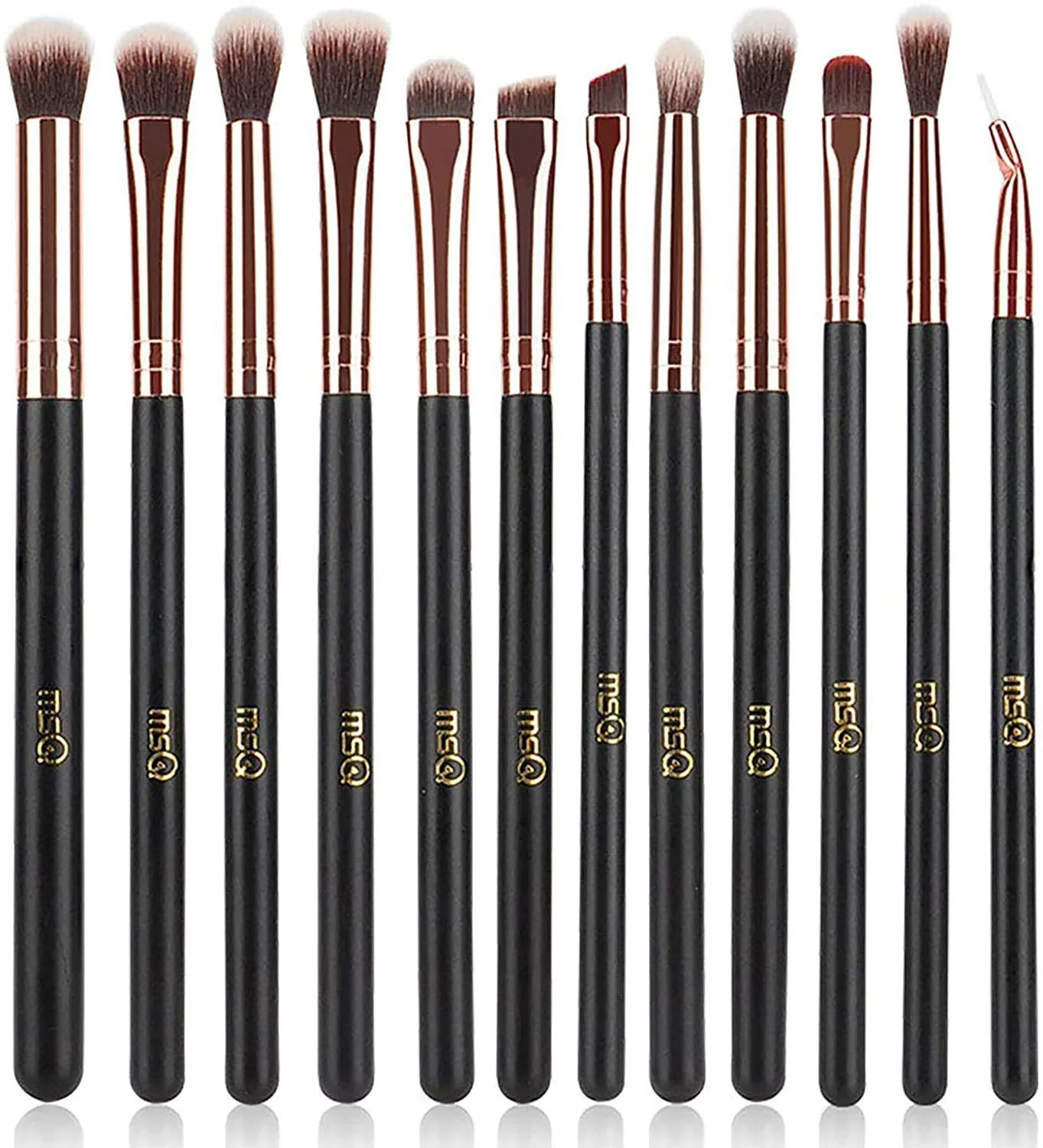 Premium Material MSQ Eye Makeup Brushes 12pcs Rose Gold Eyeshadow Makeup Brushes Set with Soft Synthetic Hairs Wood Handle for Eyeshadow Eyebrow Eyeliner Excellent