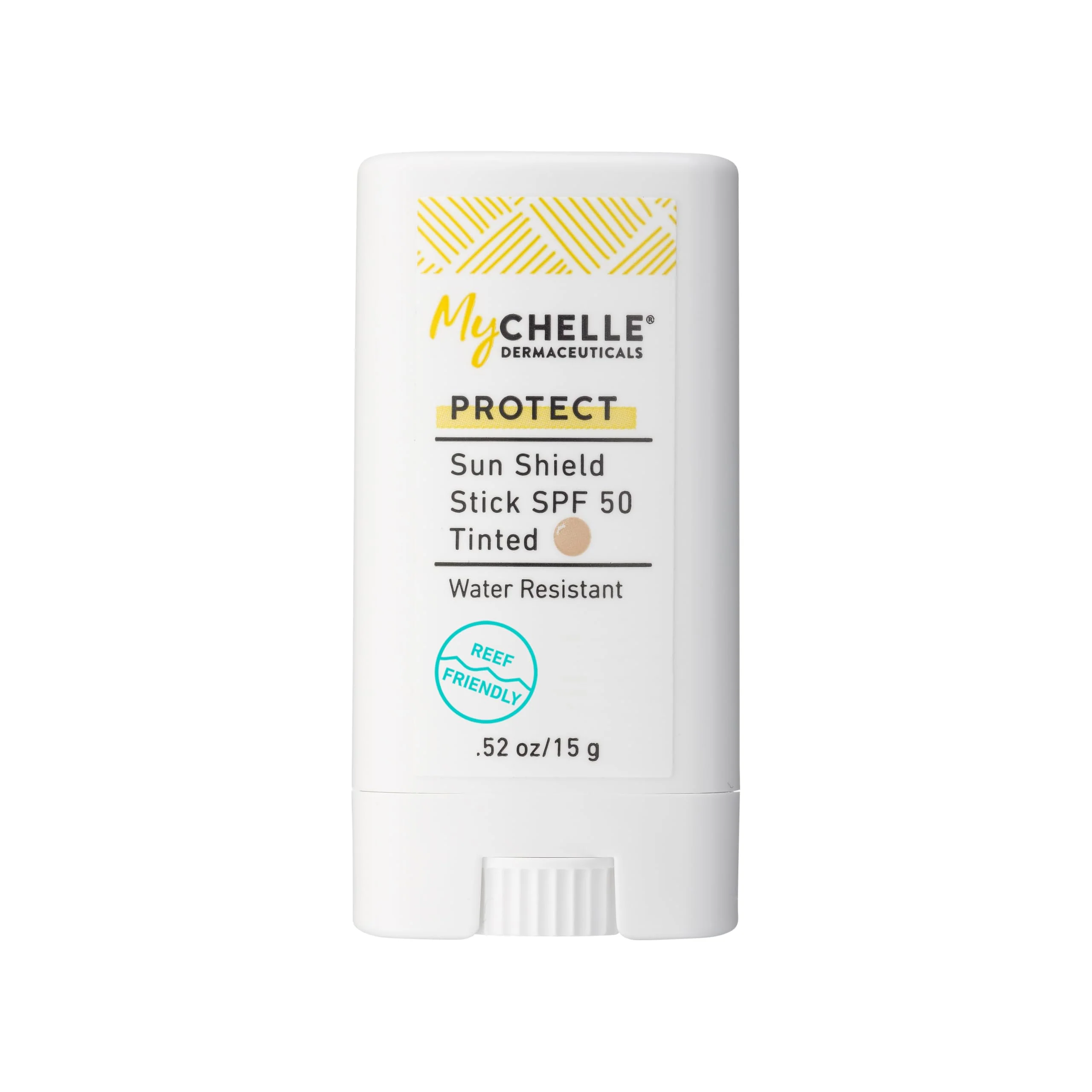Green MyCHELLE Sun Shield Stick SPF 50 Tinted - Mineral Reef Safe Sunscreen for Face Durable