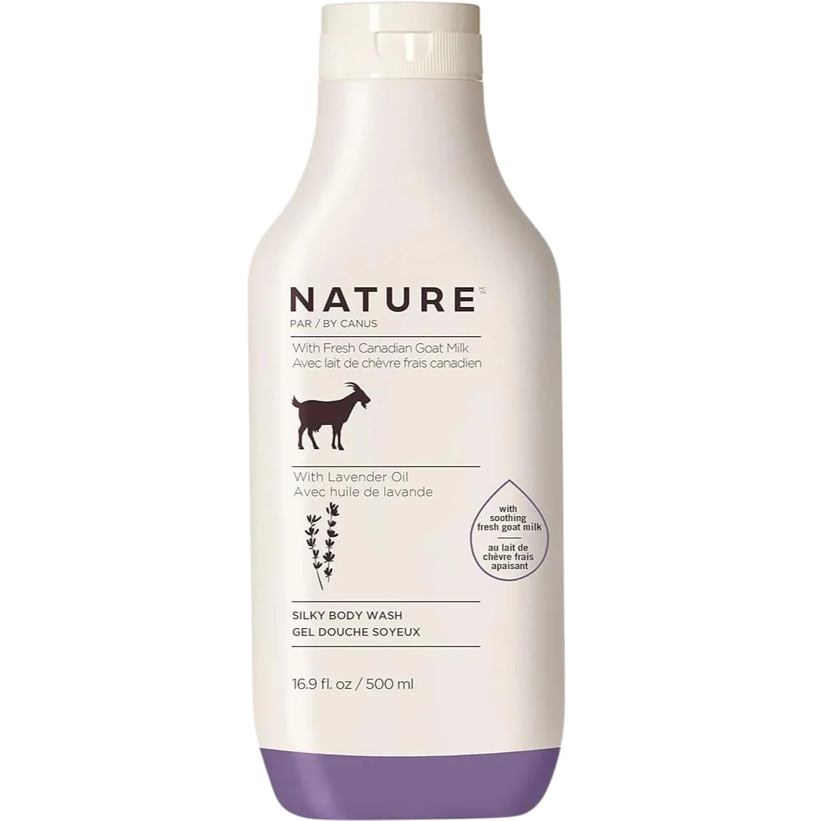 Powerful Nature by Canus Natural Cleanser Moisturizing Lavender Body wash with Goat Milk for all skin types 16.9 Fl Oz Original