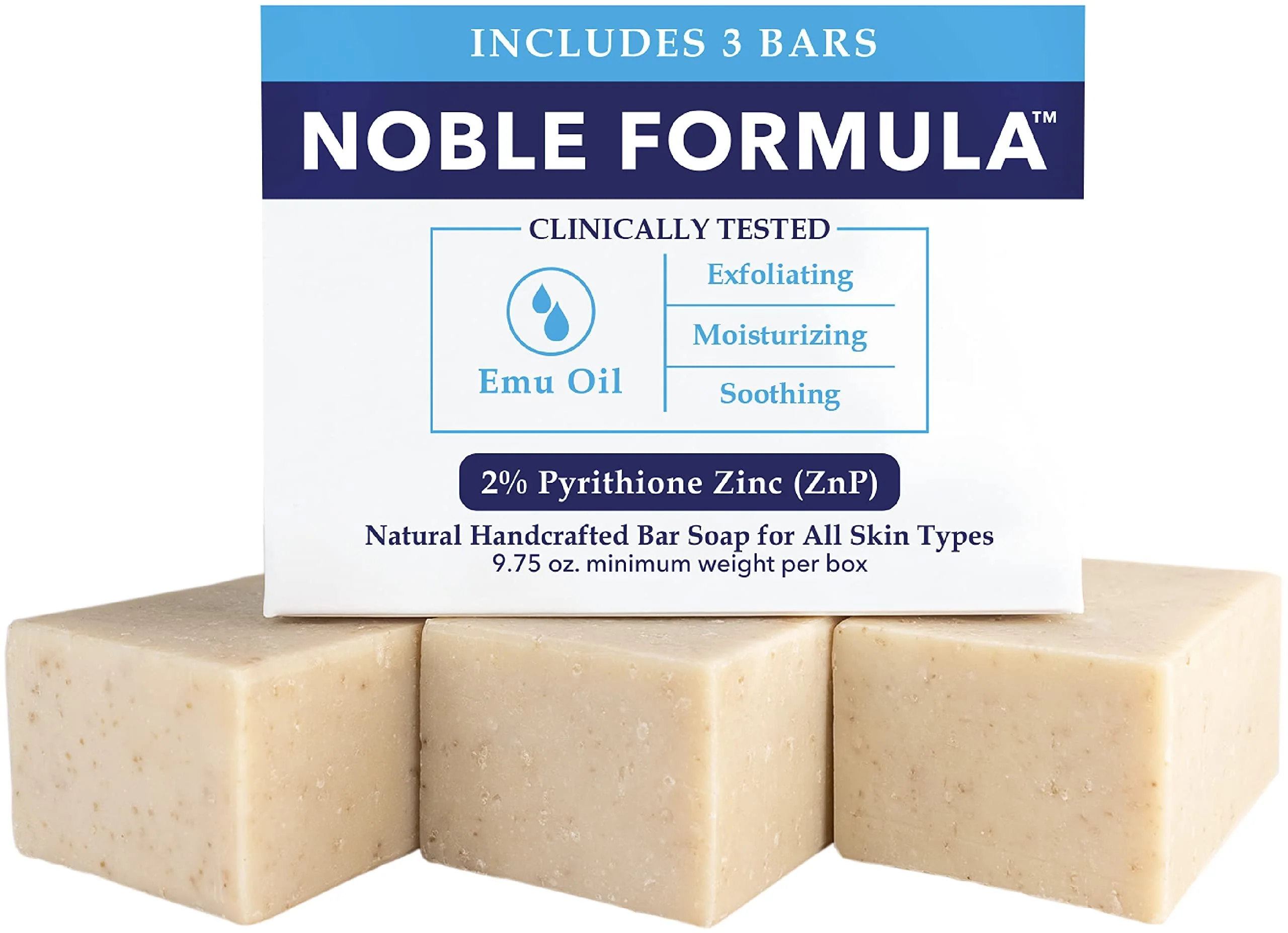 Consistent Noble Formula 2 Pyrithione Zinc ZnP Emu Oil Bar Soap Especially Formulated for Acne Psoriasis and Eczema Safe for Daily Use and All Skin Types Modern