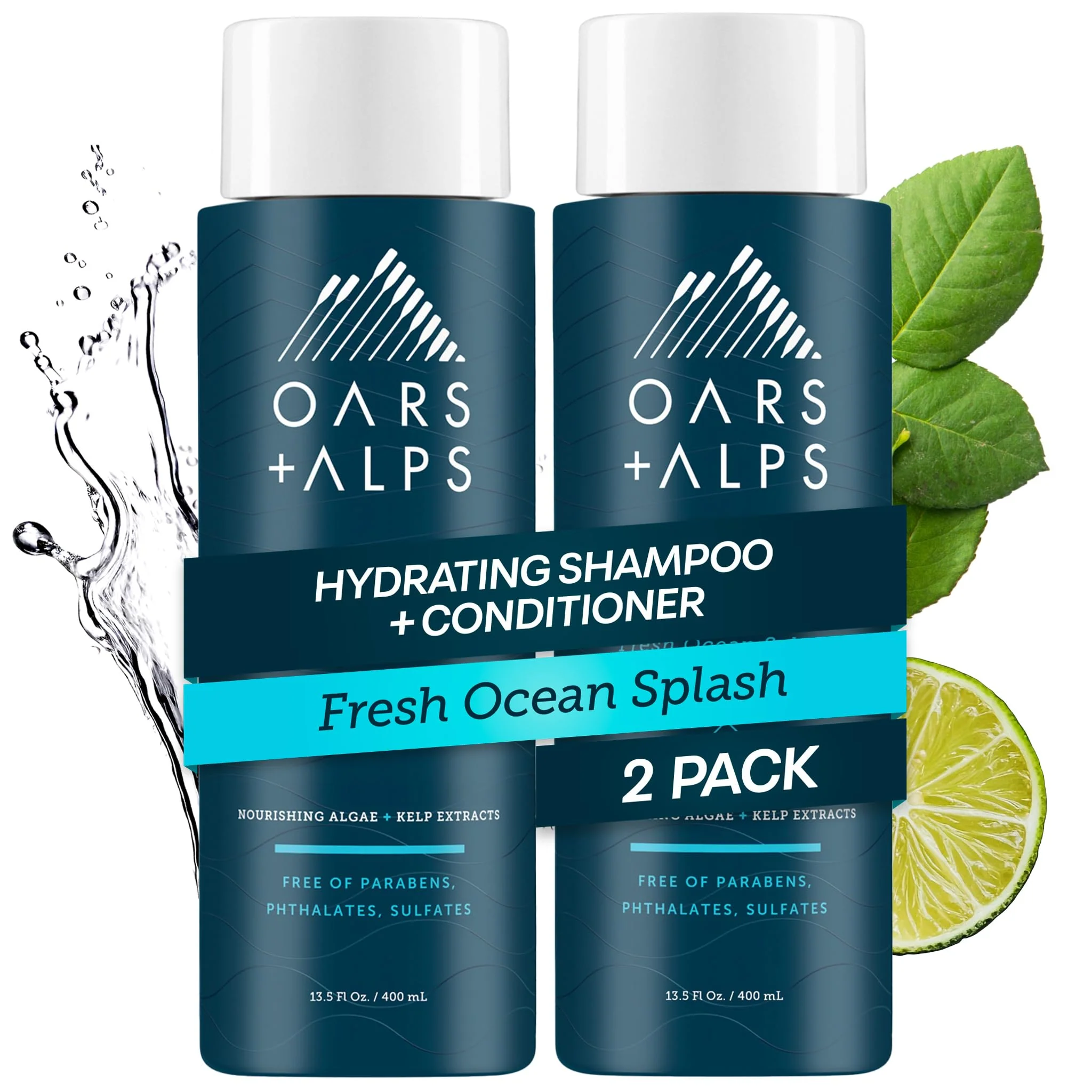 Luxury Oars Alps Men's Sulfate Hair Shampoo and Conditioner Set for Men Women Infused with Kelp Algae Extracts Nourishing Moisturizing Solid