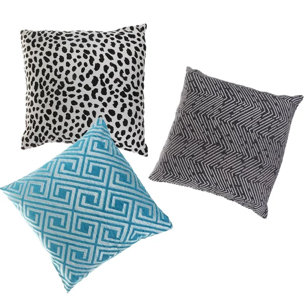 Relaxed Max Chenille Jacquard Sofa Cushion Cover Throw Pillow Case 45x45cm Blue Grid Stylish