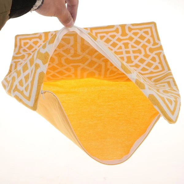 Premium Material Max Embroidered Sofa Cushion Cover Throw Pillow Case 45x45cm Yellow Elite