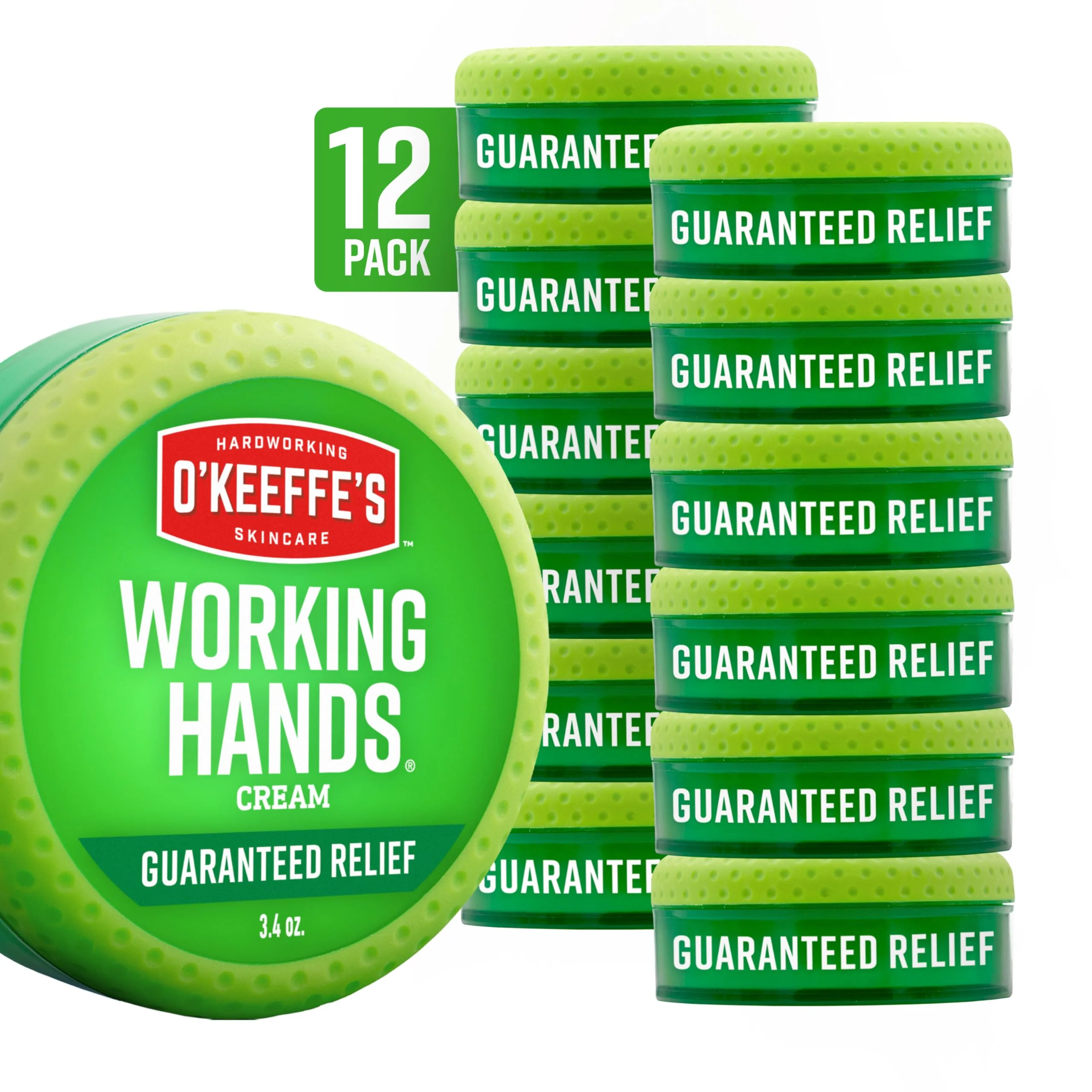Smooth O'Keeffe's Working Hands Hand Cream for Extreme Dryness - 3.4 oz Jar 12 Pack - Repairing Skincare for Cracked Dry Hands Elite