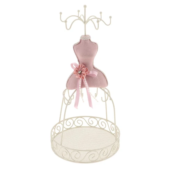Optimized Max Jewelry Display Stand Rack Holder Hanger Shelf Female Model Decor Pink 1 Stylish