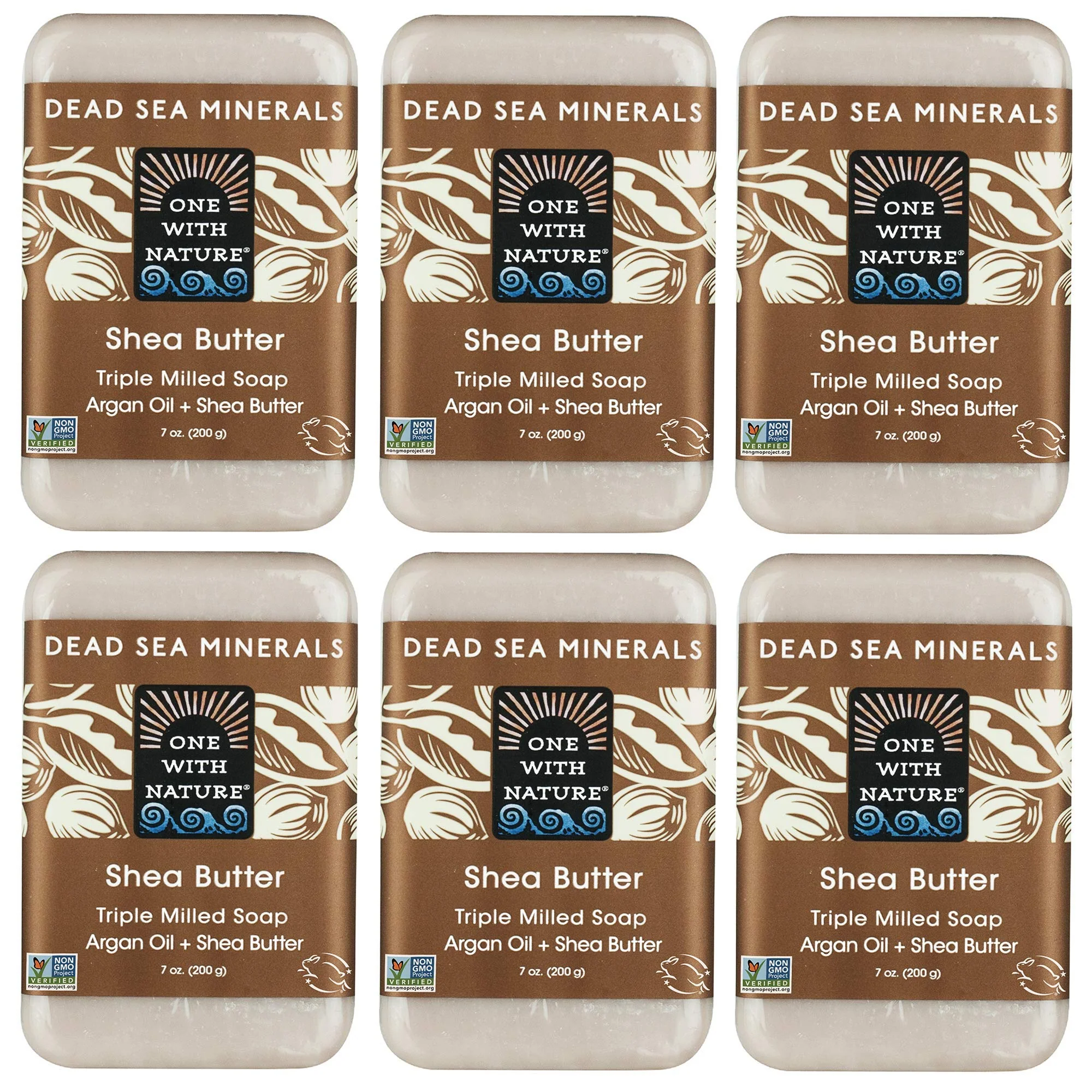 Soft One With Nature Shea Butter Dead Sea Mineral Soap 7 Ounce Bars Pack of 6 Selected