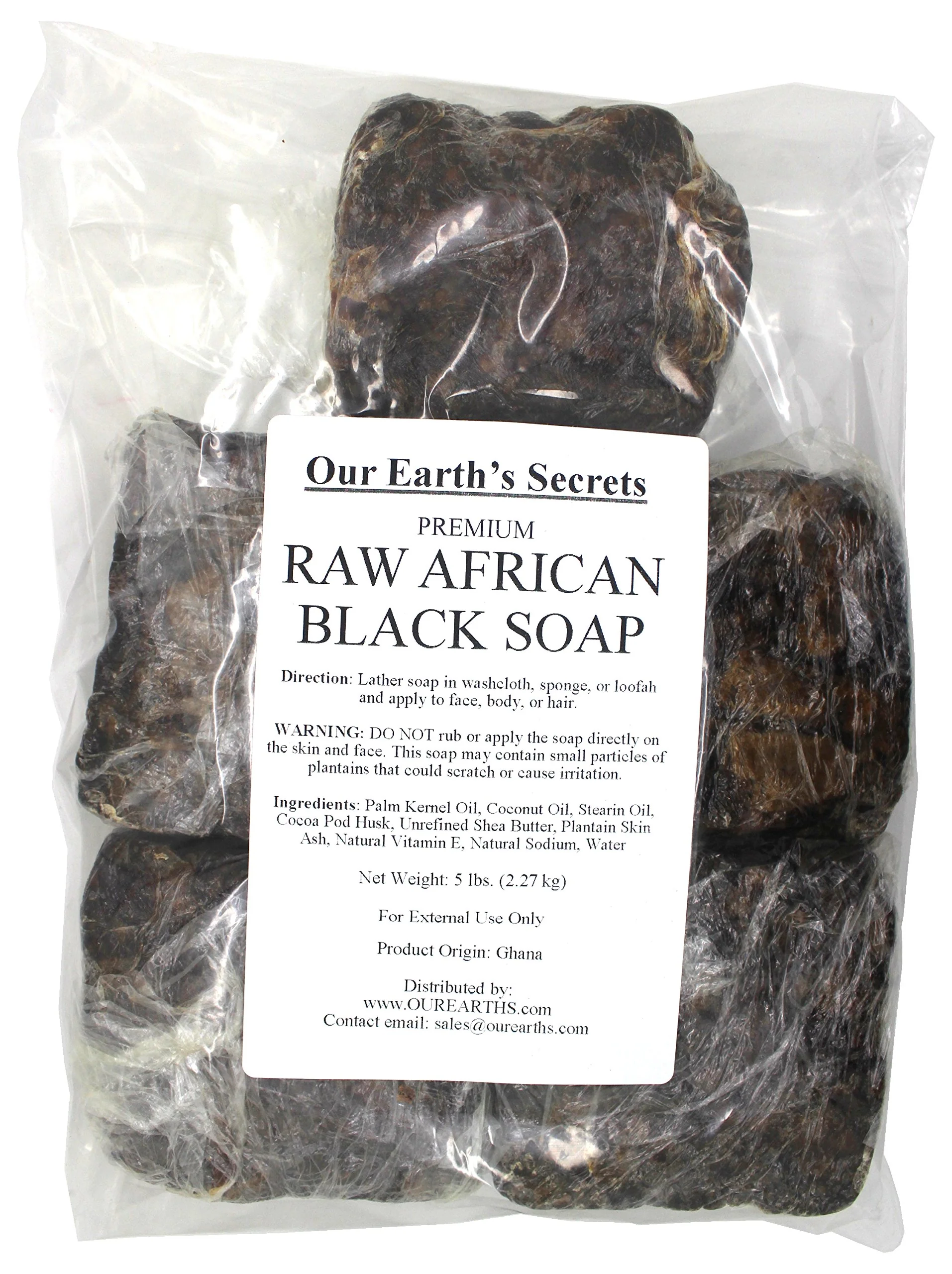 Elite Our Earth's Secrets Premium Natural Raw African Black Soap 5 lbs First-Class