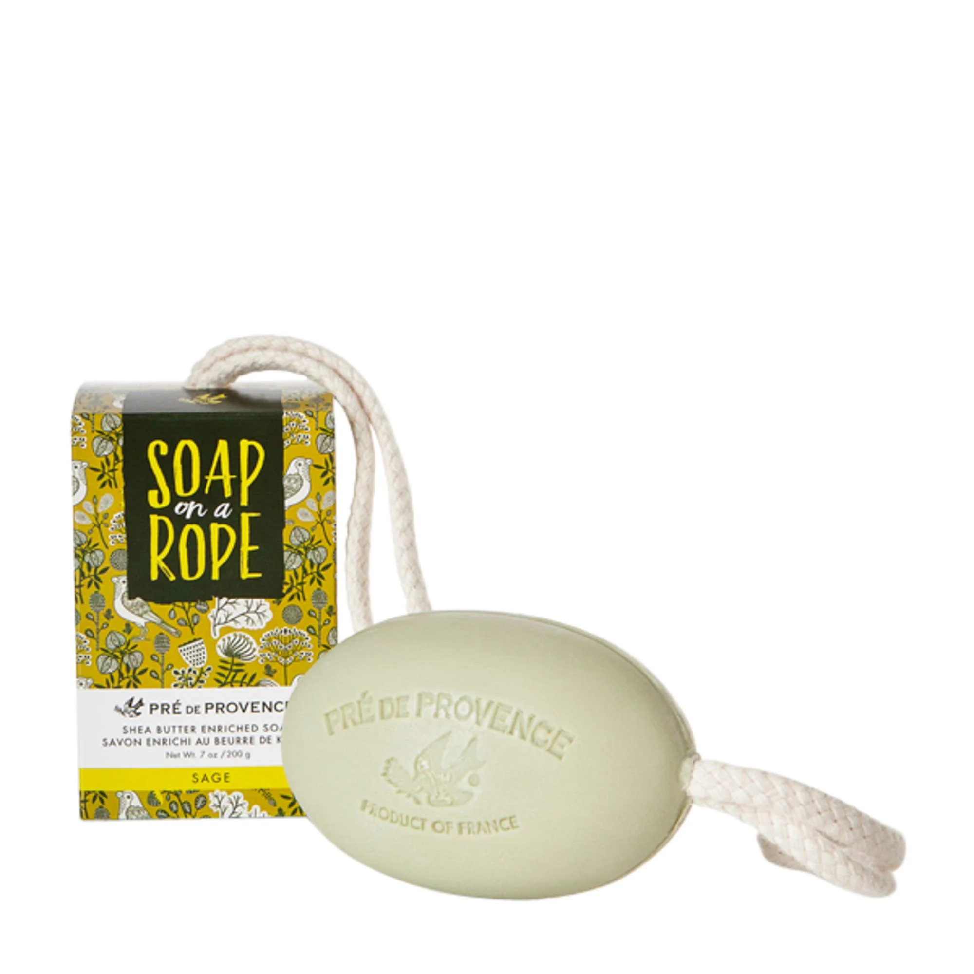 Eco-Friendly Pre de Provence Soap On a Rope Sage 200 Gram Green