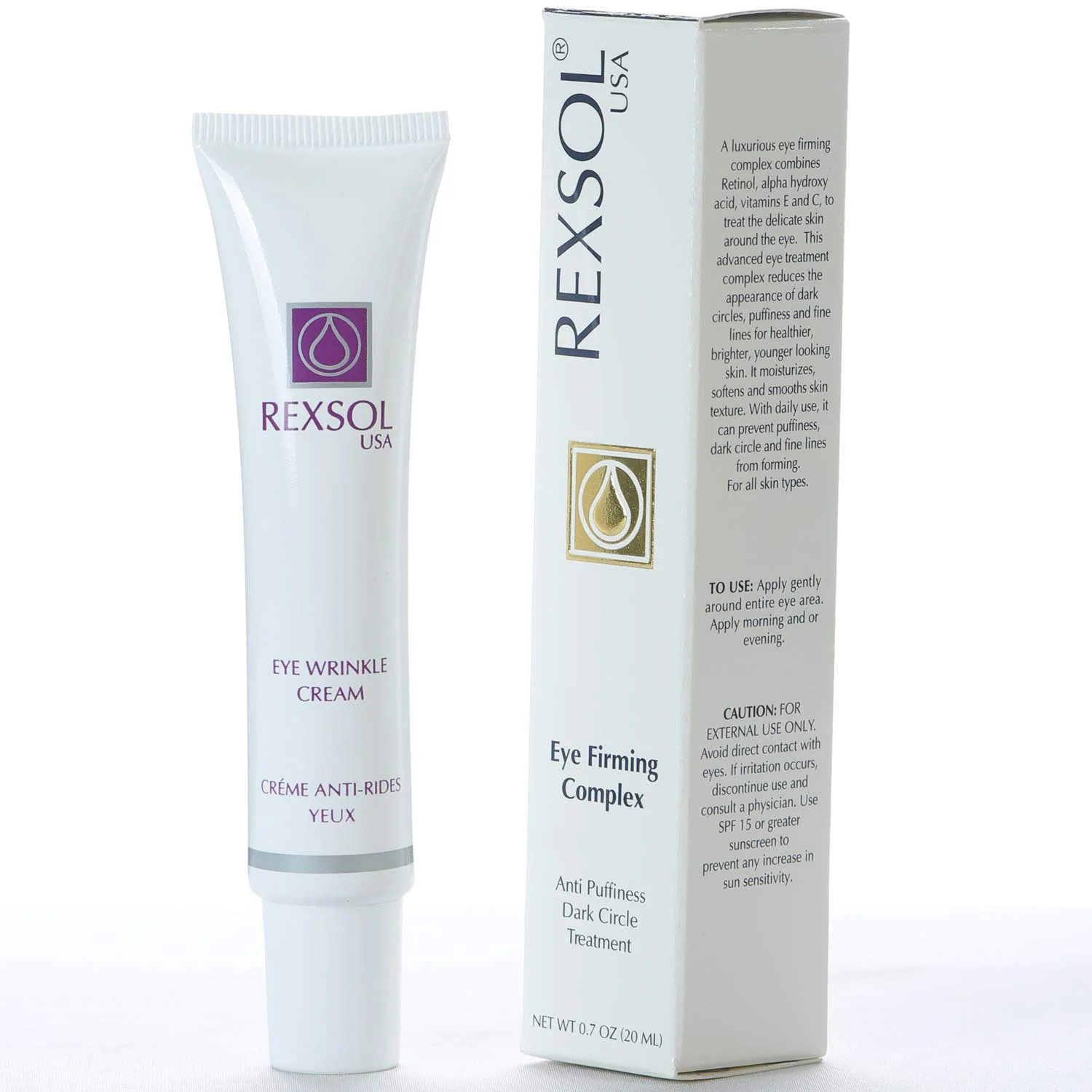 Dependable REXSOL Eye Firming Complex Anti-Puffiness Dark Circle Treatment Under Eye Cream For Dark Circles and Puffiness 20 ml 0.7 oz Fashionable