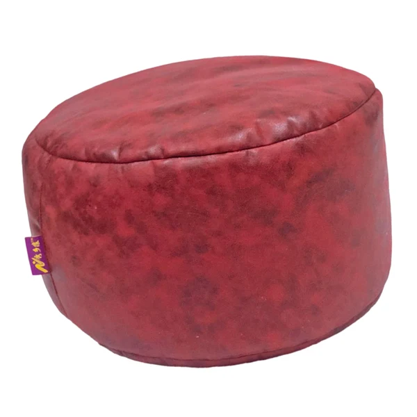 Refined Max Brown Round Ottoman Pouf Cover Footstool Slipcover Red Versatile