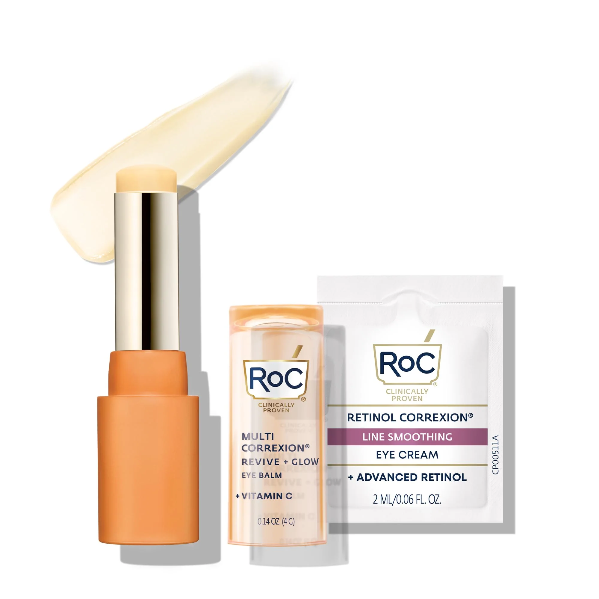 Long-Lasting RoC Multi Correxion Revive Glow Eye Balm with Vitamin C 0.14 oz Retinol Eye Cream Packette Prestigious