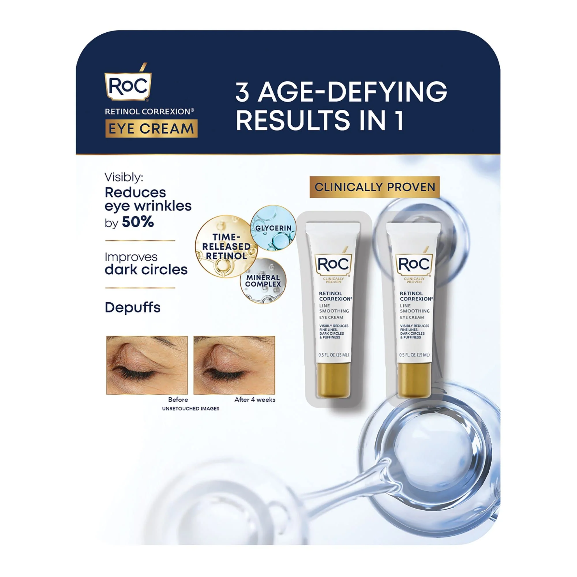 Quality RoC Retinol Correxion Eye Cream 0.5 oz Pack of 2 Exceptional