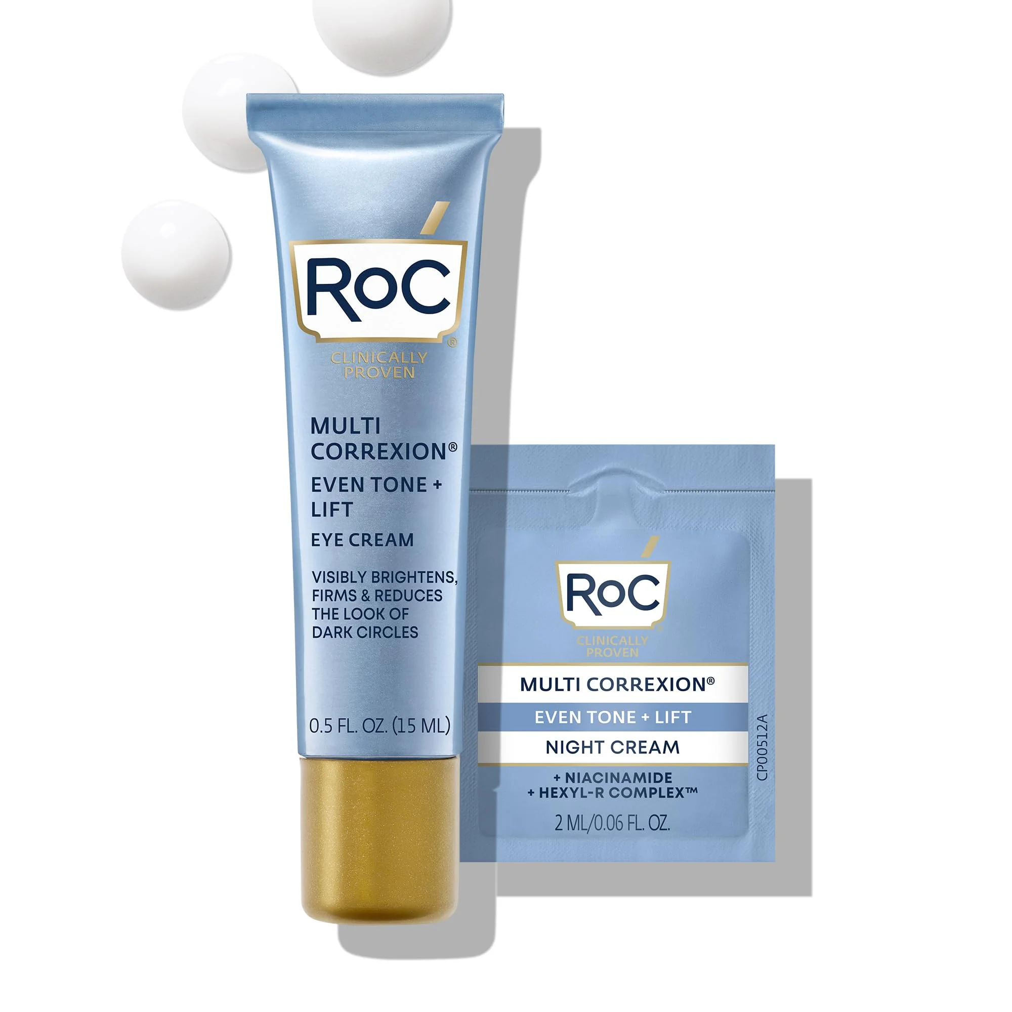 Safe RoC Multi Correxion 5 in 1 Anti-Aging Eye Cream for Puffiness Under Eye Bags Dark Circles Skin Care Treatment with Shea Butter .5 oz with Night Classic