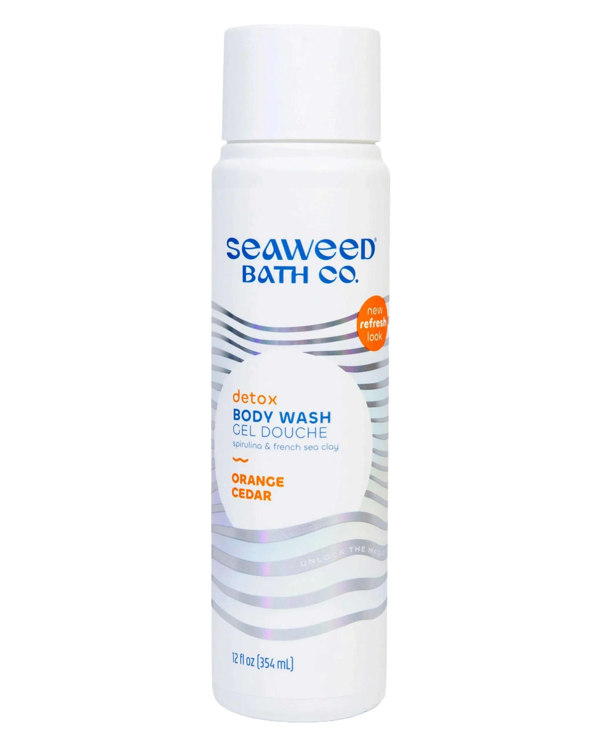 Elegant Seaweed Bath Co. Detox Body Wash Orange Cedar Scent 12 Ounce Shower Gel for Men Women Vegan Paraben Sulfate Cruelty Modern
