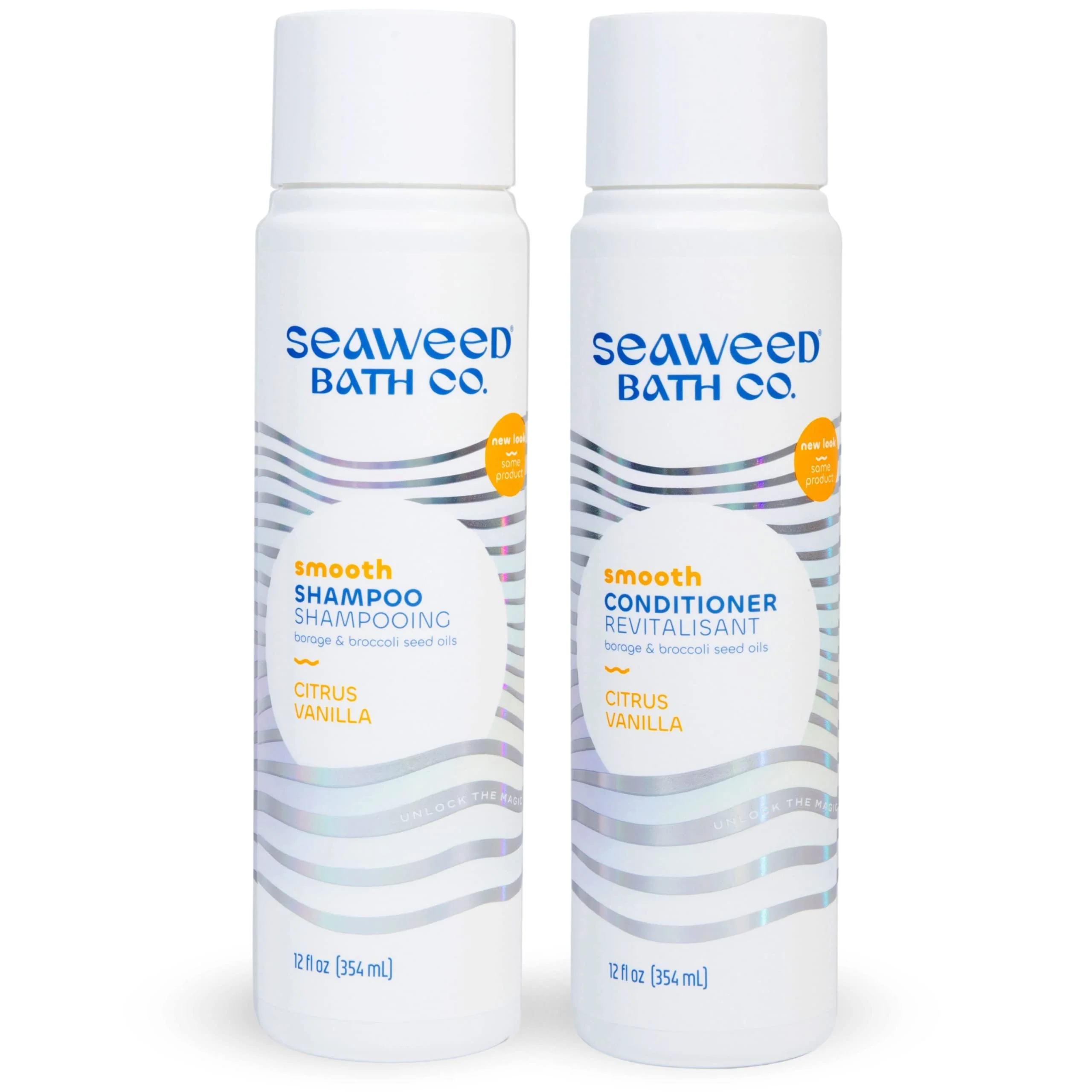Versatile Seaweed Bath Co. Smooth Shampoo and Conditioner Set - Citrus Vanilla - Hydrate With Aloe Borage Oil and Broccoli Seed Oil for Sleek Shiny Hair - 12 Exceptional