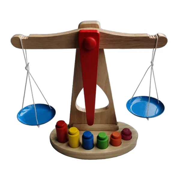 Traditional Max Montessori Wooden Balance Beam Scale Toy Balance Game Toy for Toddler Kids Casual