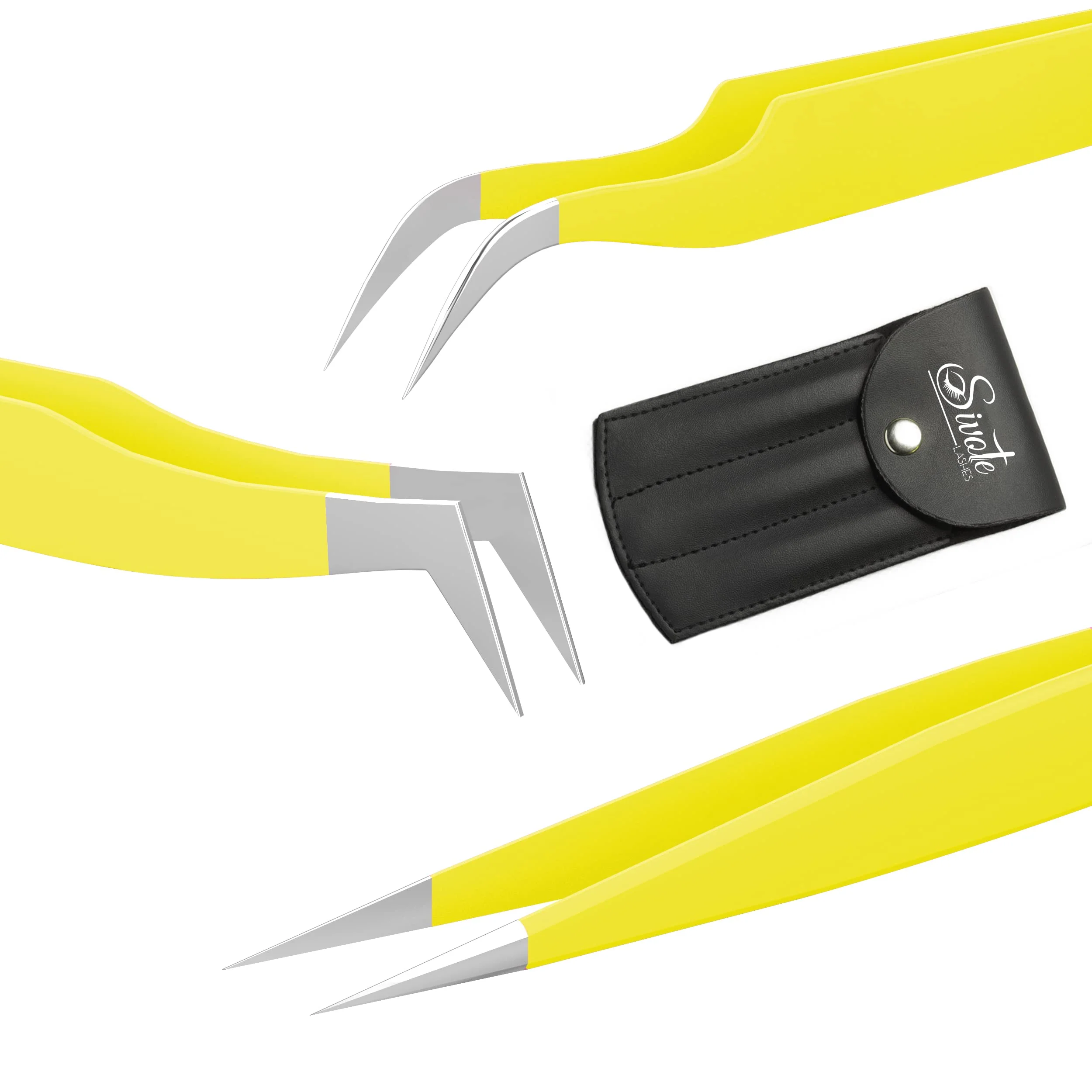 High-Quality SIVOTE Lash Tweezers for Eyelash Extensions for Volume Isolation Classic Lashes 3 Pack Yellow Organic