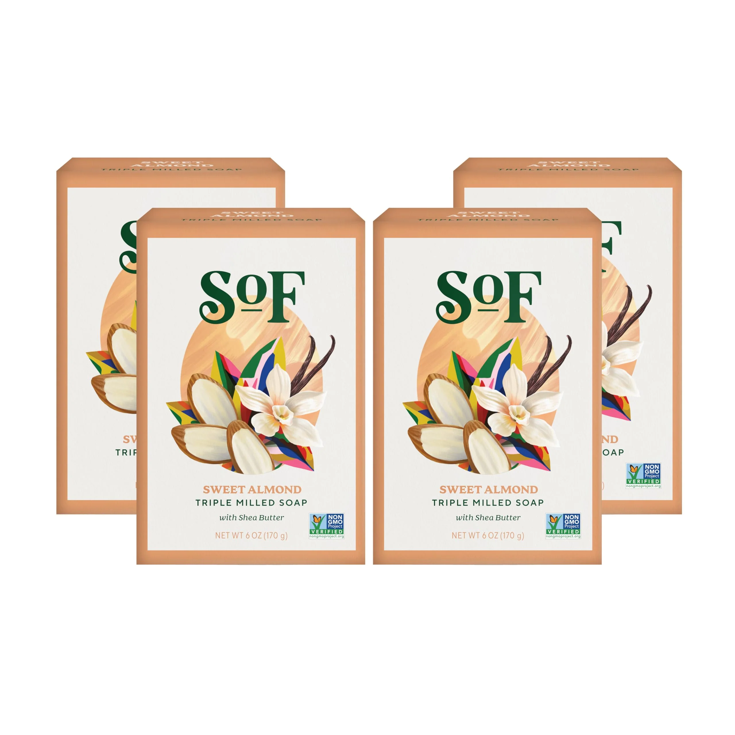 User-Friendly SoF Triple Milled Bar Soap - With Coconut Oil Organic Shea Butter- Vegan Non GMO- From Phthalates Sulfates Parabens- Sweet Almond - 6 oz Specialty