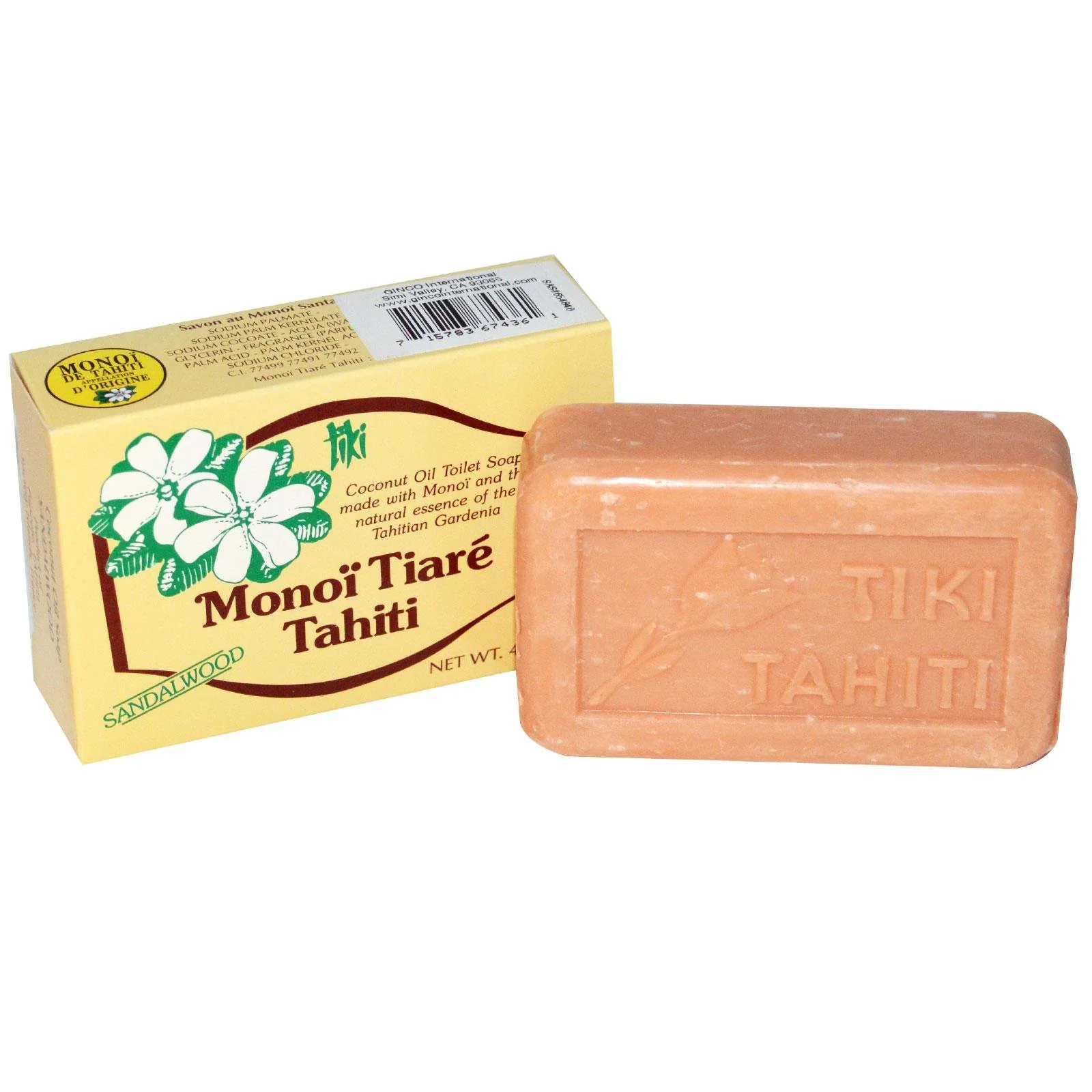 Exceptional Soap Bar Sandalwood Monoi Tiare Cosmetics 4.6 oz Bar Soap Artisan