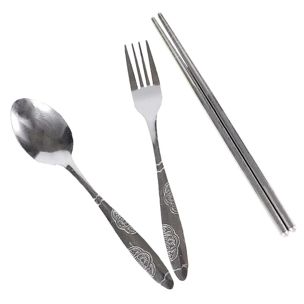 Clean Max Reusable Stainless Steel Chopsticks Fork Spoon Set Travel Camping Portable Powerful