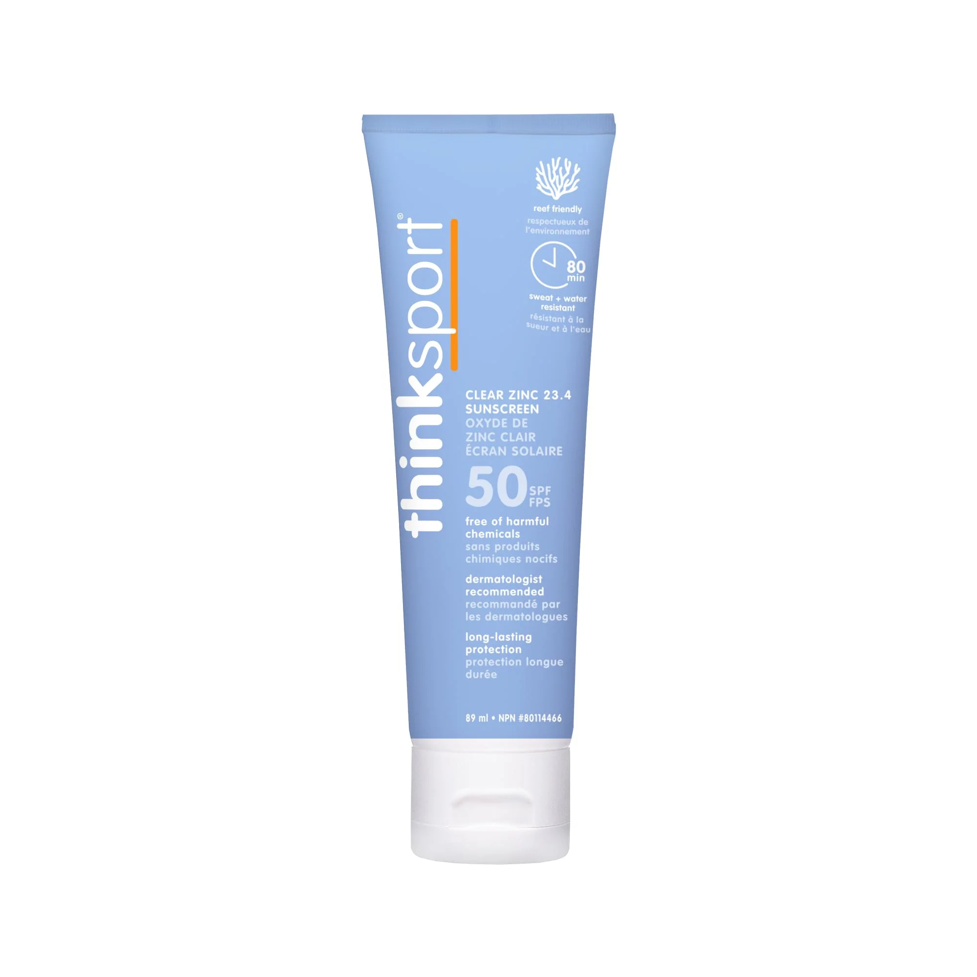 Modern Thinksport SPF 50 Mineral Sunscreen with Clear Zinc Oxide 3 Fl Oz - Safe Natural Water Resistant Broad Spectrum UVA UVB Sun Screen for Sun High-Grade