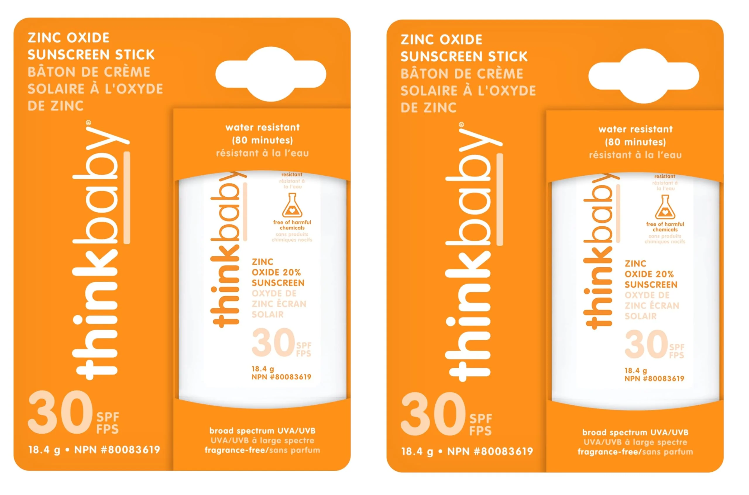 High-Performance thinkbaby Sunscreen Stick White Orange 0.64 Ounce 2 pack Soft