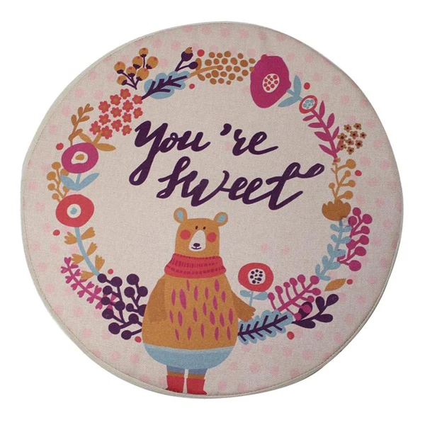 Premium Material Max Round Stuffed Floor Seating Cushion for Living Room Bedroom Tatami Scarf Bear Fast