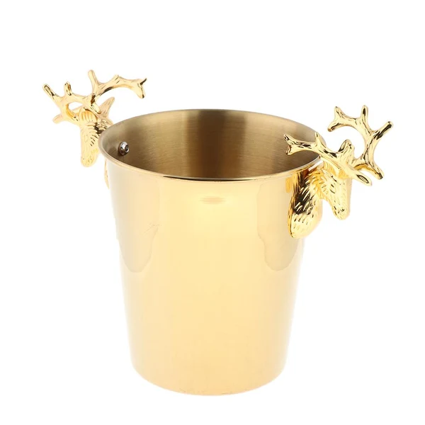 High-Grade Max 3L Stainless Steel Ice Bucket for Bar Home Wine Ice Cube Golden Fine