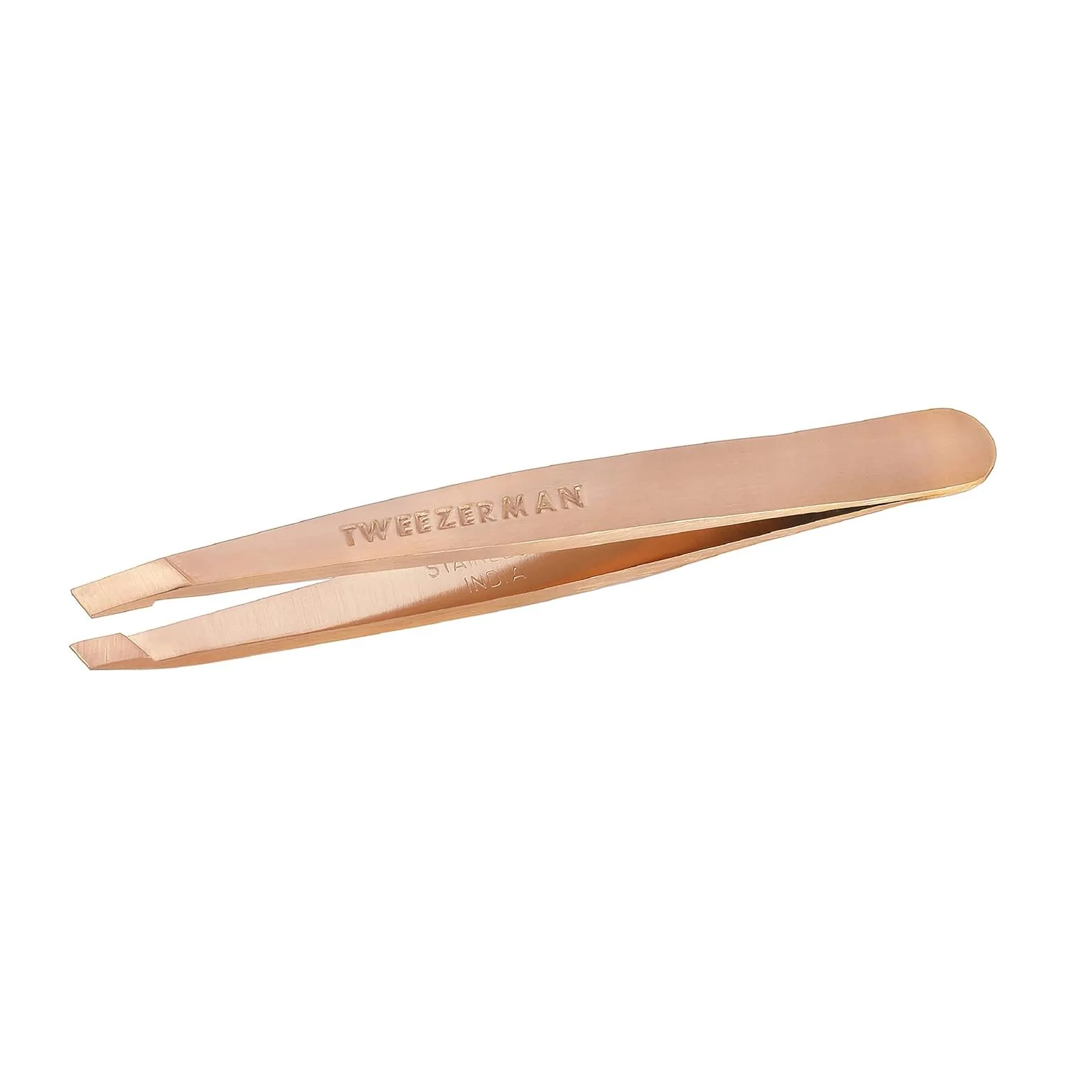 Classic Tweezerman Rose Gold Mini Slant Tweezer - Tweezers for Eyebrows Travel Tweezers for Eyebrows Facial Hair Official