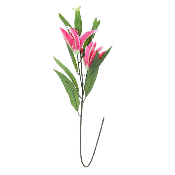 Elite Max Simulation 3-Head Flowers Lily Artificial Plant Home Decor Pink Efficient