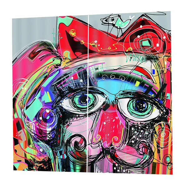 Fashionable Max 2 Panels Digital Printing Light Reducing 3D Curtain for Living Room C Smart