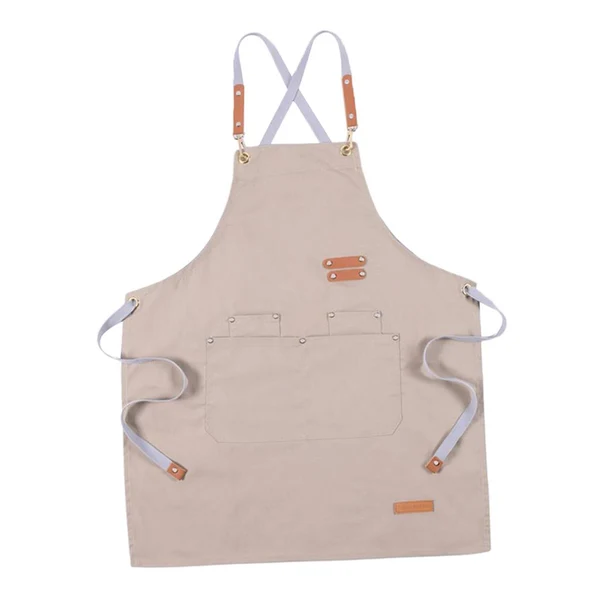 Luxury Max Unisex Canvas Apron with Pockets Cafe Kitchen Cooking Painting Apron Bib Khaki Natural