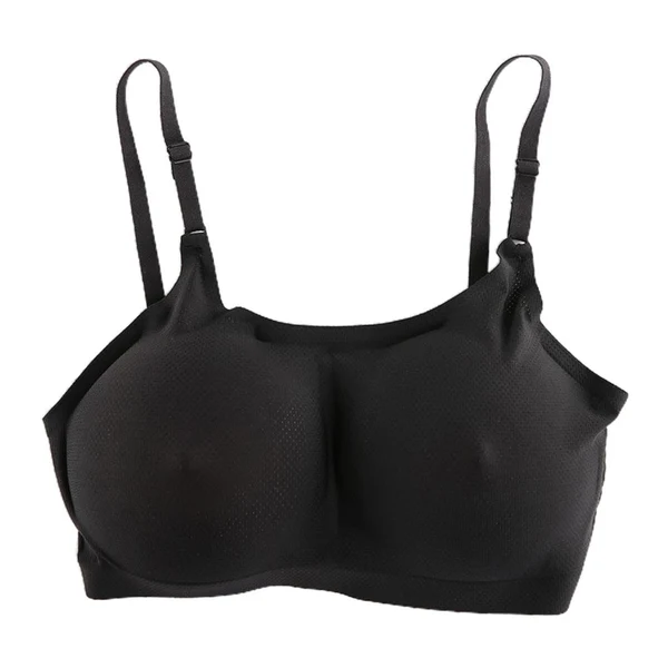 Smooth Max Pocket Bra Top Silicone Fake Boobs for Mastectomy Brassiere Black C Casual