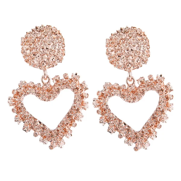 Stylish Max Fashion Love Heart Earrings Drop Ear Studs Charms Women Jewelry Rose Gold Premium Material