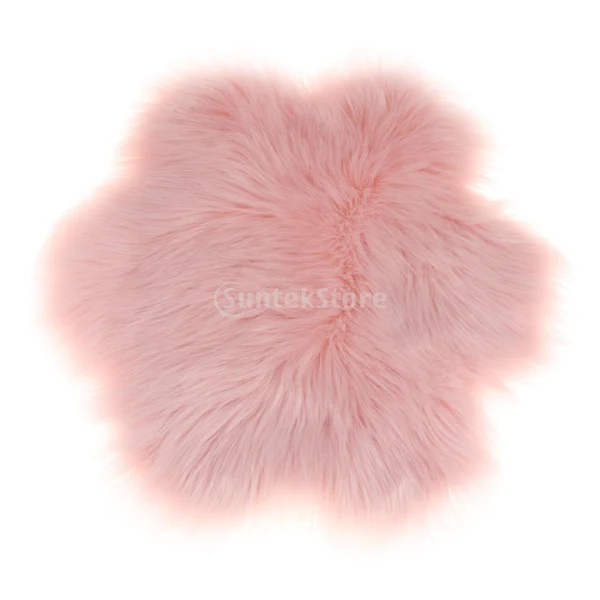 Selected Max Soft Sheepskin Fluffy Faux Fur Rug Mat Small Rugs Flower 60cm Light Pink Original Design