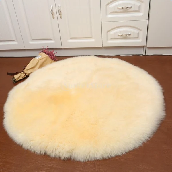 Clean Max 80cm Soft Sheepskin Fluffy Skin Faux Fur Fake Rug Mat Rugs Beige Organic