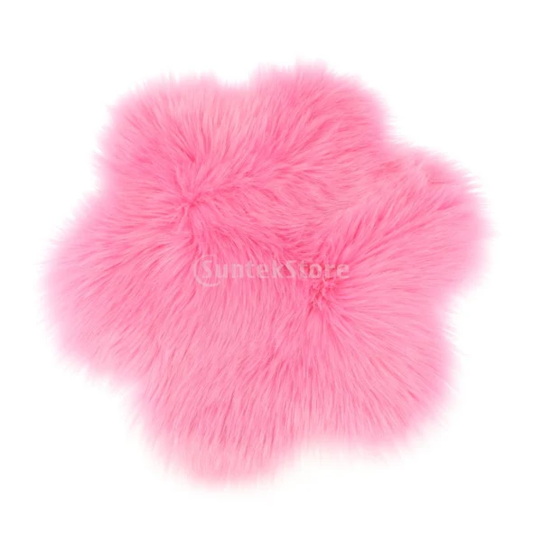 Modern Max Soft Sheepskin Fluffy Faux Fur Rug Mat Small Rugs Flower 60cm Dark Pink Exclusive