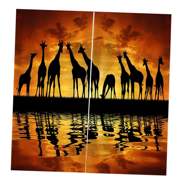 Detailed Max Set of 2 Panel Digital Photo Printing Blackout 3D Curtains Giraffe Effective