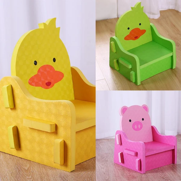 Pure Max Non Toxic PE Foam Kids DIY Chair Pretend Play Chairs Stool Yellow Selected
